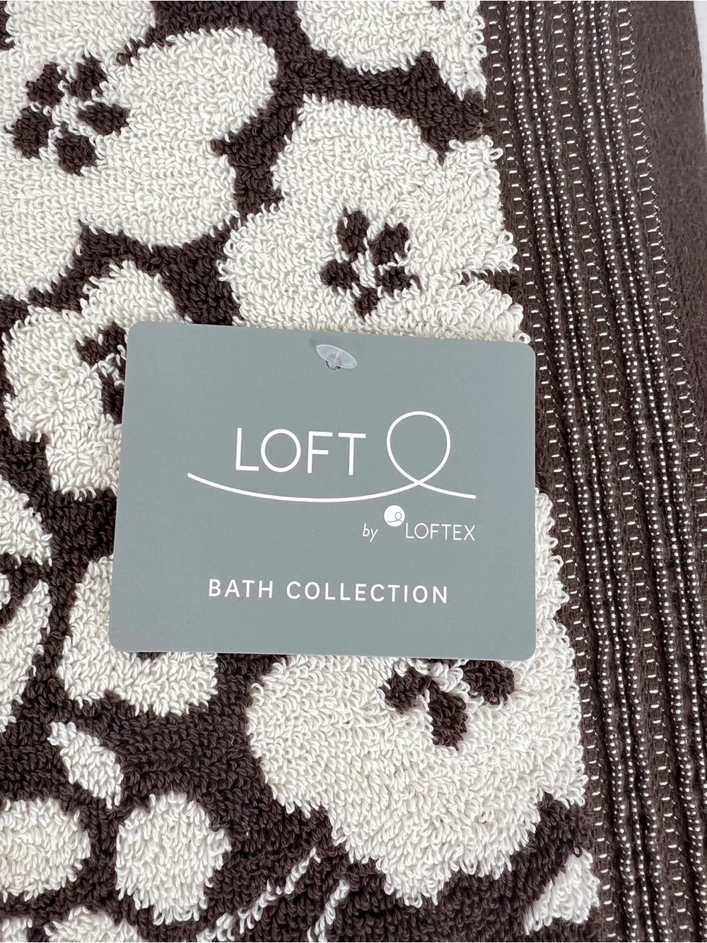 Loft by Loftex Bath Towels Bold Floral Brown Cream Soft 100% Cotton 2 Pc NEW